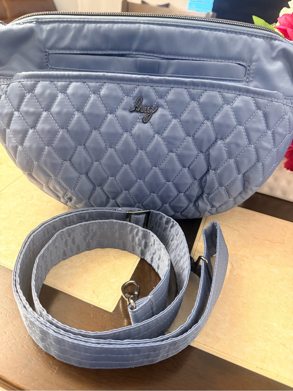 lug Quilted Powder Blue Crossbody Belt Bag